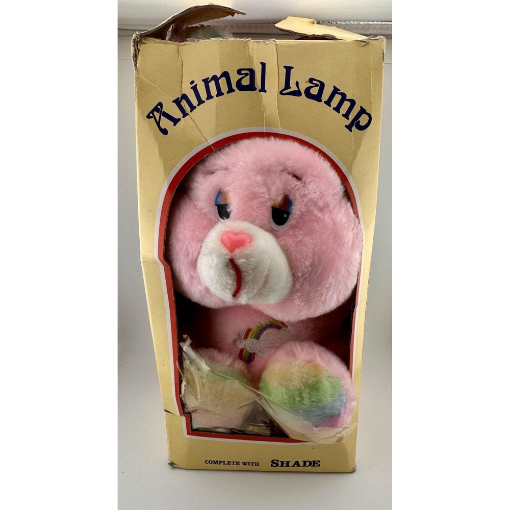 Vintage 90s Creator Pink Bear Animal Lamp Care Bears Style w/ Box